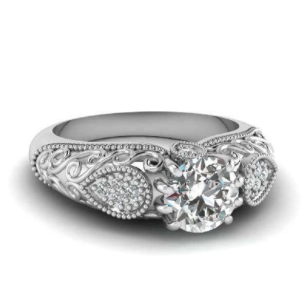 White Diamond Engagement Ring 07