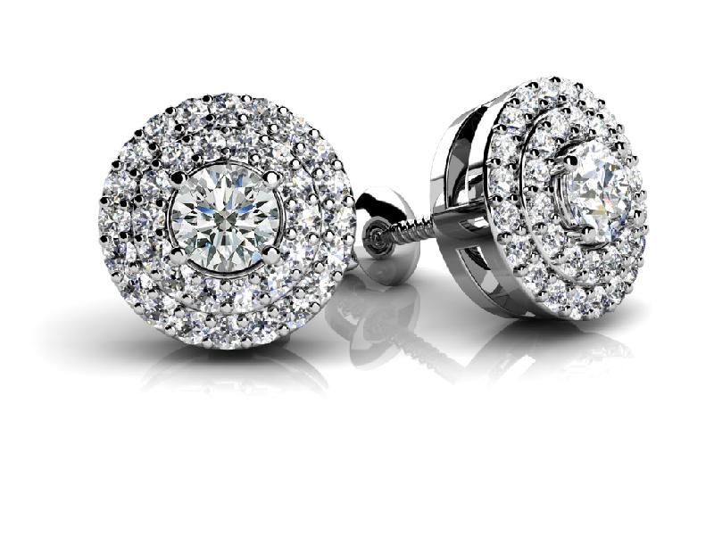 White Diamond Stud Earring 02