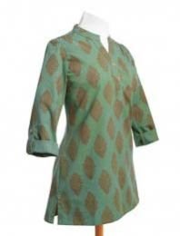 Sleeve Block Chunk Design On Green Kurti