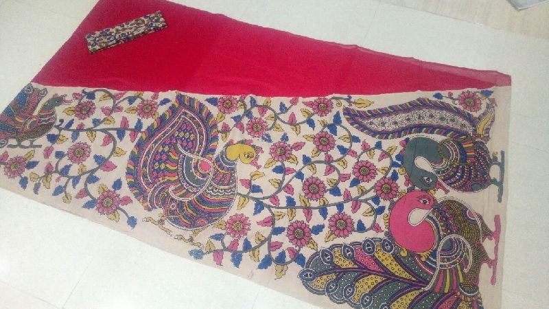 Kalamkari Chanderi Cross Pallu Saree 01