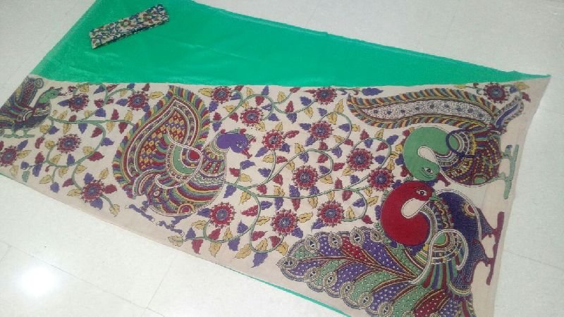Kalamkari Chanderi Cross Pallu Saree 02