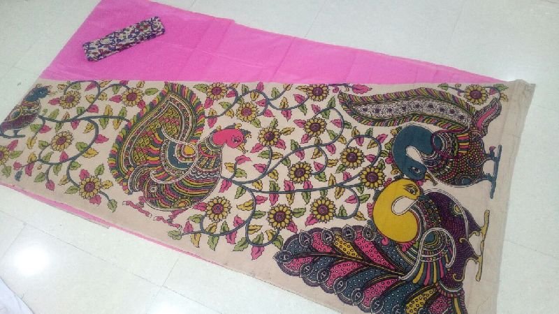 Kalamkari Chanderi Cross Pallu Saree 04