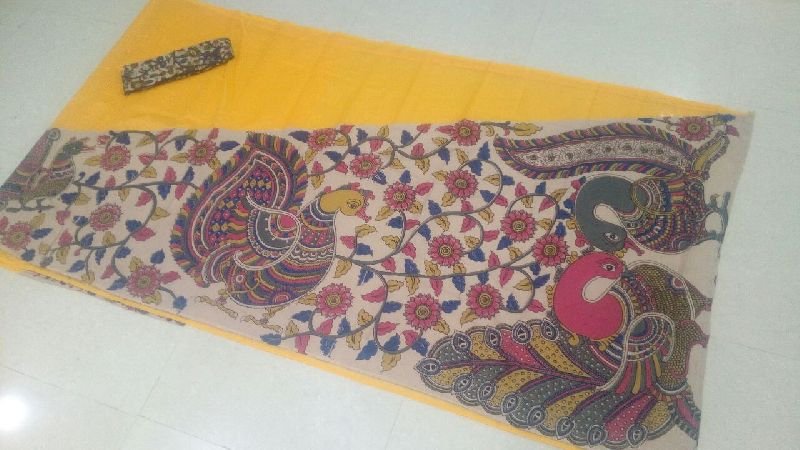 Kalamkari Chanderi Cross Pallu Saree 05