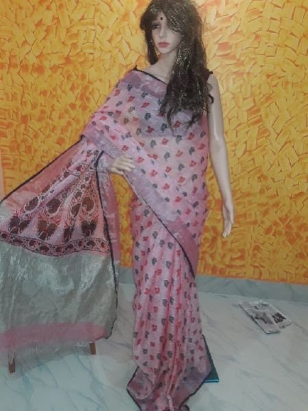 Printed Linen Saree 01