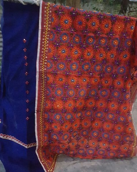 Unstitched Handloom Resham Mirror Work Suit 04
