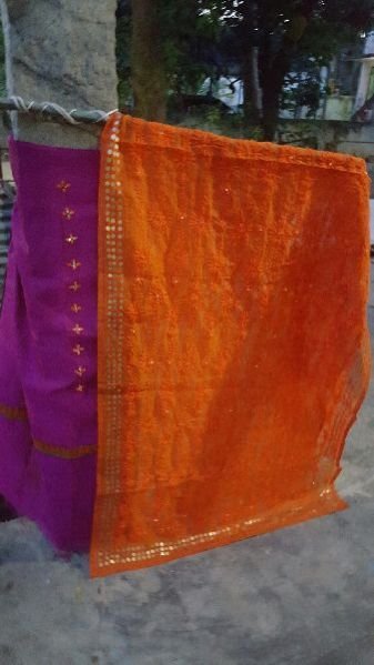 Unstitched Handloom Resham Mirror Work Suit 05