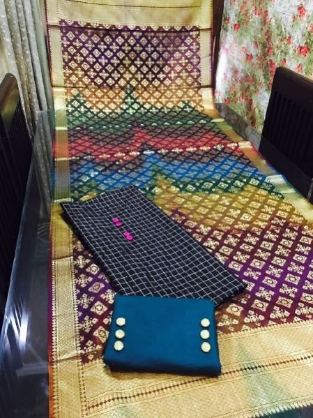 Unstitched Pure Banarasi Dupatta Suit 01