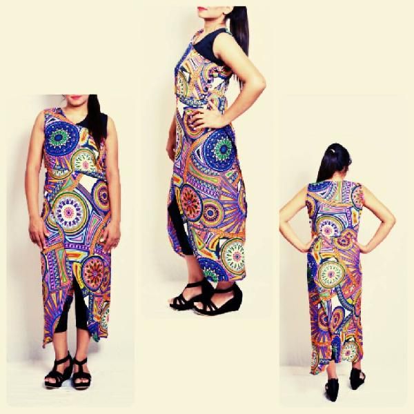 Calf Lenght Dress in Poly Crepe Fabric