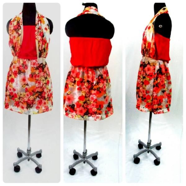 One Piece Dress in Combination of Printed Georgette and Reyon