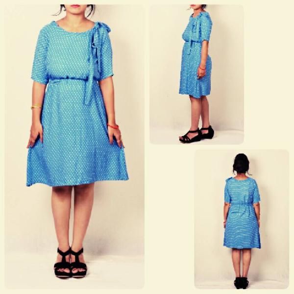 One Piece Dress in Cotton Rayon Fabric