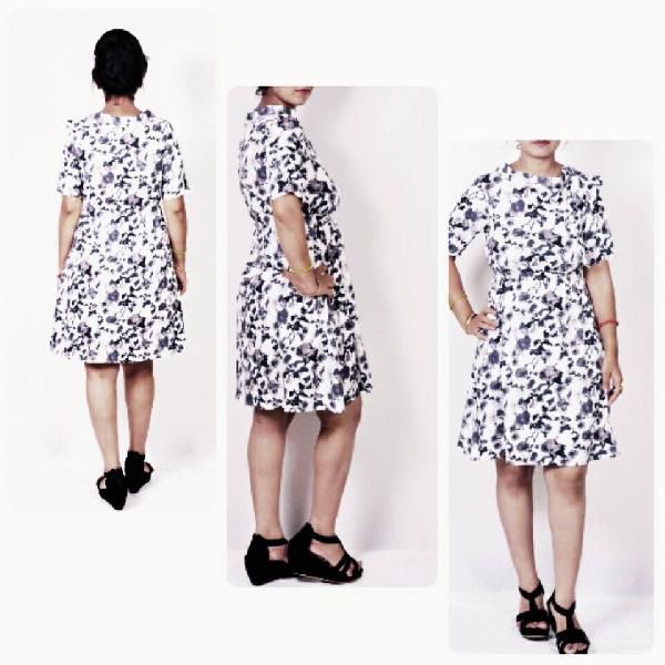 One Piece Dress in Poly Crepe Fabric 05