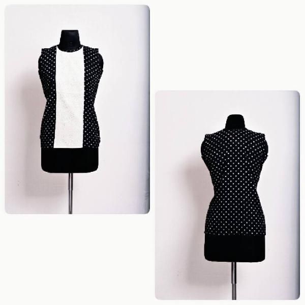 Top in Georgette and Floral Design Net