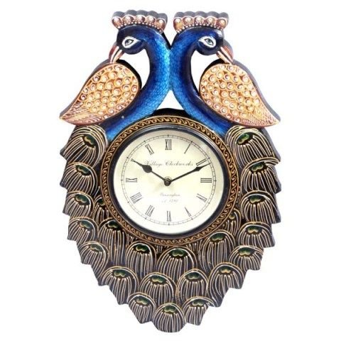 Wooden Dancing Peacock Clock