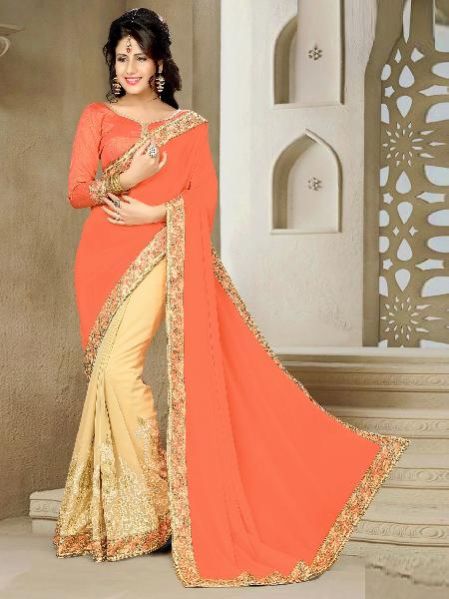 Half Embroidered Saree 02