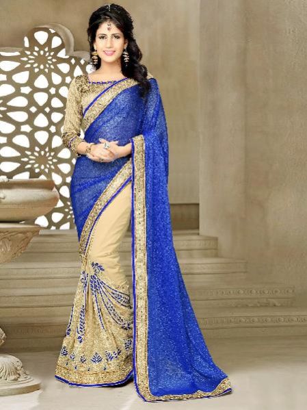 Half Embroidered Saree 03
