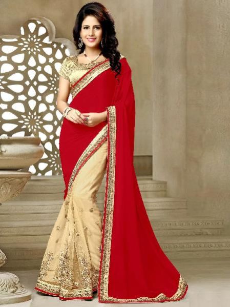 Half Embroidered Saree 04