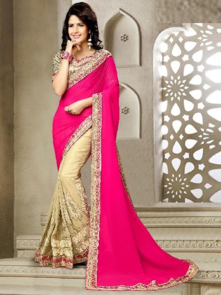 Half Embroidered Saree 06