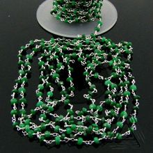 Emerald Faceted Beaded Link Chain Necklace