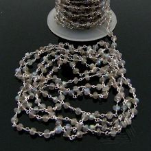 Labradorite Faceted Rondelle Beaded Link Chain