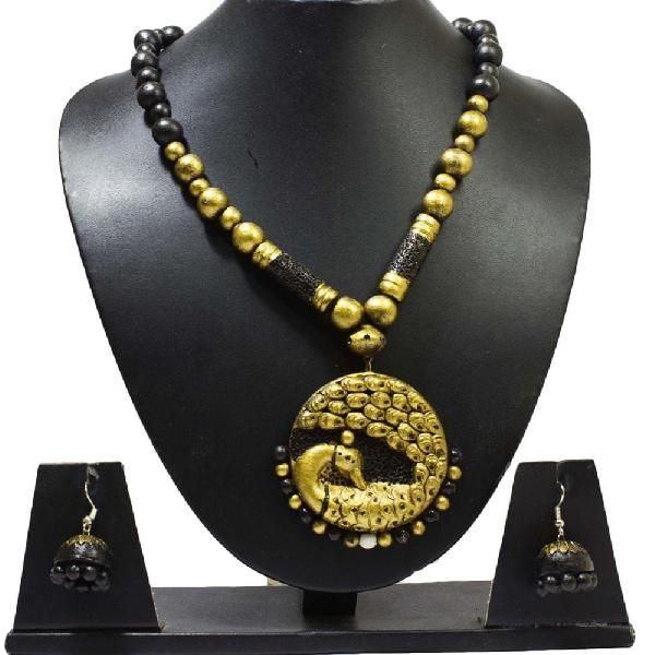 Black and Gold Colour Beads Necklace