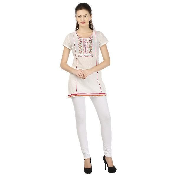 Chick Garb White Cotton Lycra Leggings