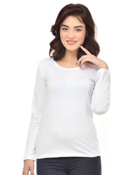 Women Round Neck WhiteT-shirt