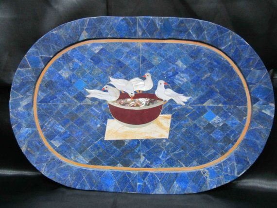 Oval Marble Inlay Table Top 02
