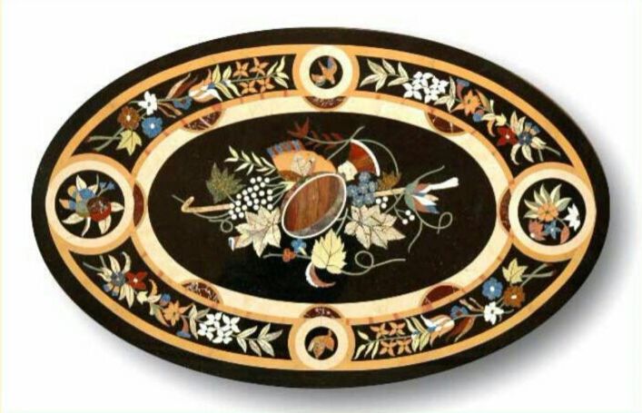 Oval Marble Inlay Table Top 05