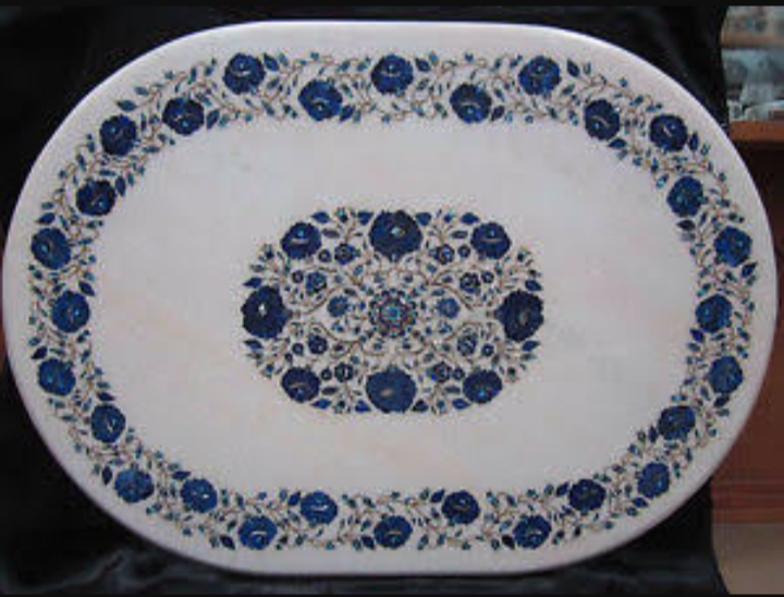 Oval Marble Inlay Table Top 06