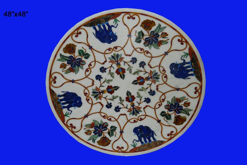 Round Marble Inlay Table Top 02