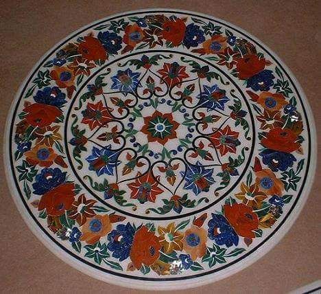 Round Marble Inlay Table Top 07