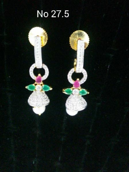 Brass American Diamond Bali Earrings (No. 27.5)