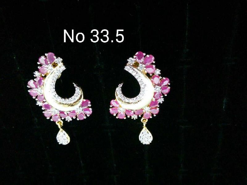 Brass American Diamond Bali Earrings (No. 33.5)