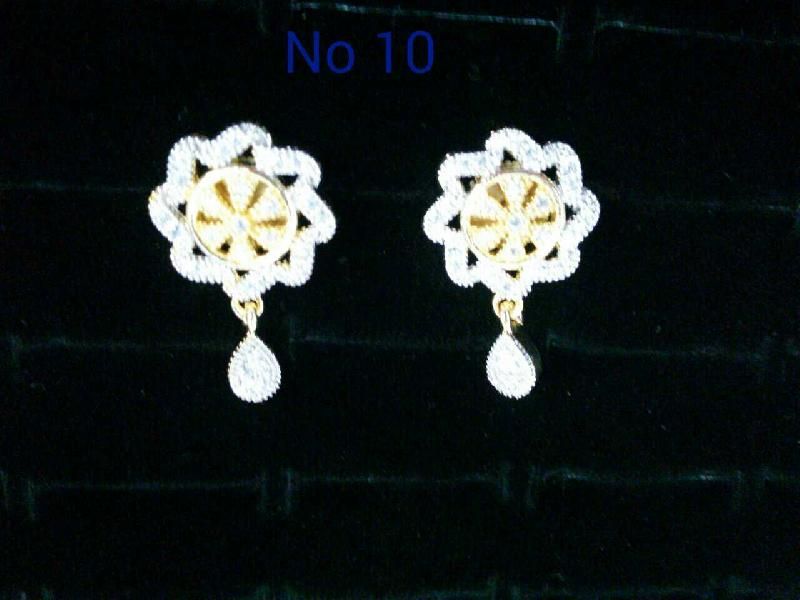Brass American Diamond Hanging Earrings (No. 10)