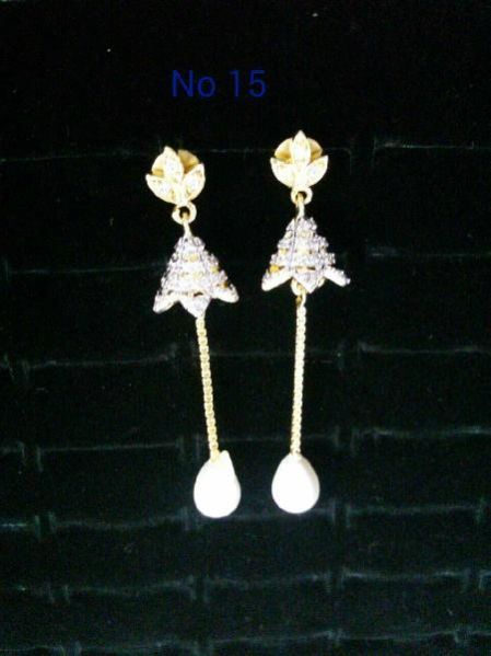 Brass American Diamond Hanging Earrings (No. 15)