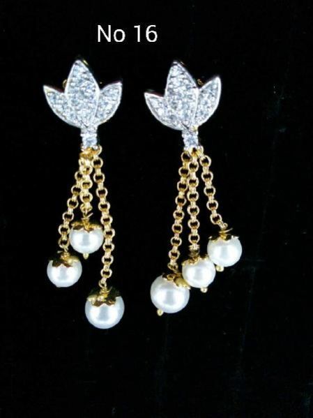Brass American Diamond Hanging Earrings (No. 16)