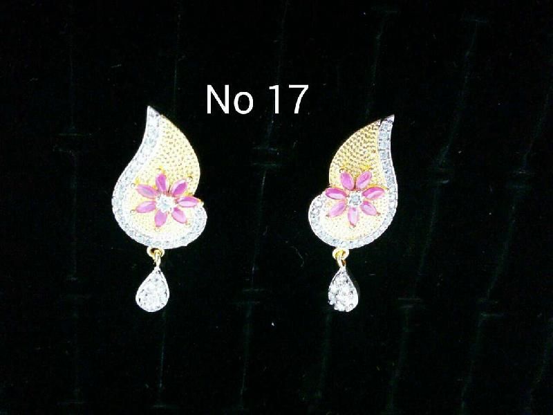 Brass American Diamond Hanging Earrings (No. 17)