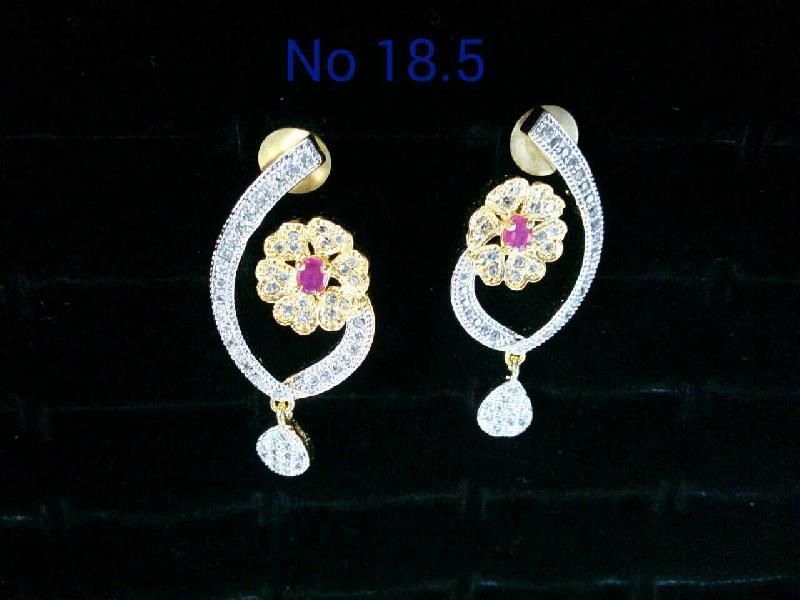 Brass American Diamond Hanging Earrings (No. 18.5)