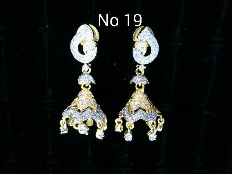 Brass American Diamond Hanging Earrings (No. 19) 01