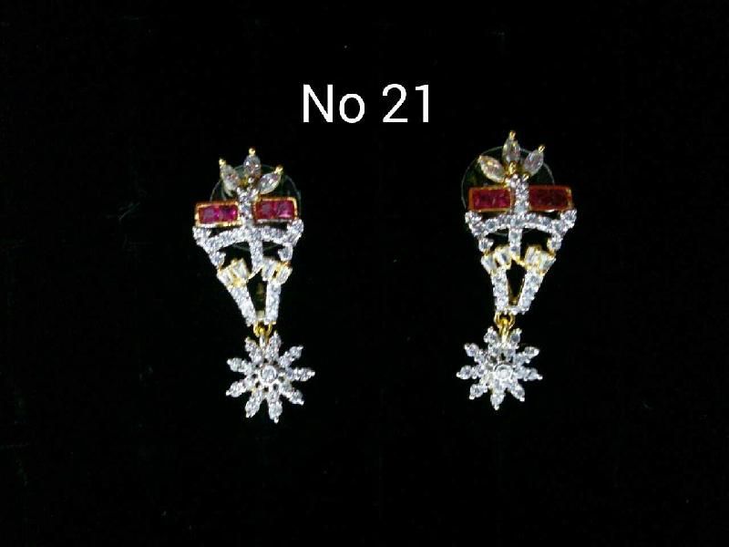 Brass American Diamond Hanging Earrings (No. 21) 02