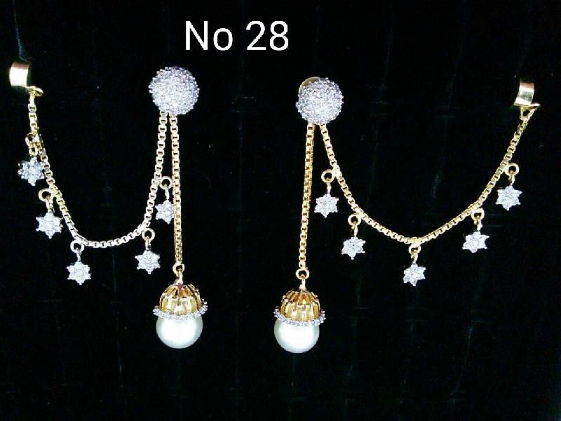 Brass American Diamond Hanging Earrings (No. 28)