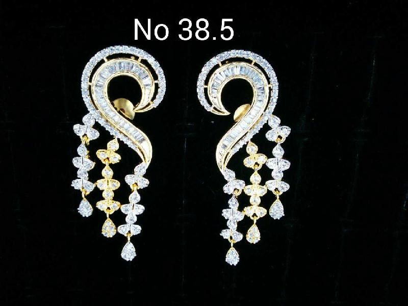 Brass American Diamond Hanging Earrings (No. 38.5)
