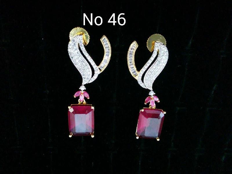 Brass American Diamond Hanging Earrings (No. 46)