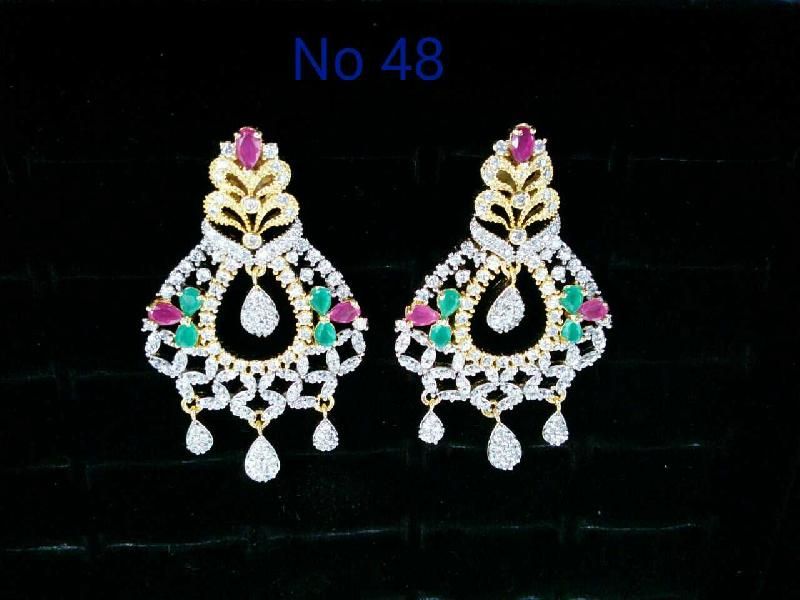 Brass American Diamond Hanging Earrings (No. 48)