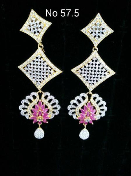 Brass American Diamond Hanging Earrings (No. 57.5)