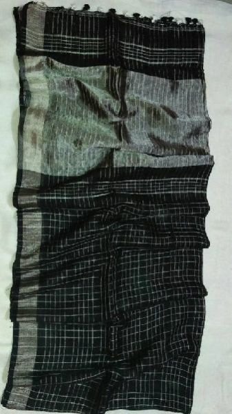 Linen Sarees With Zari Border Blouse 02