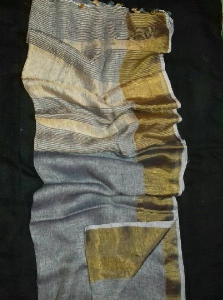 Linen Sarees With Zari Border Blouse 03