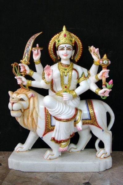 White Marble Durga Maa Statue 04