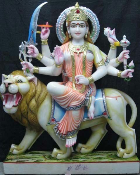 White Marble Durga Maa Statue 05