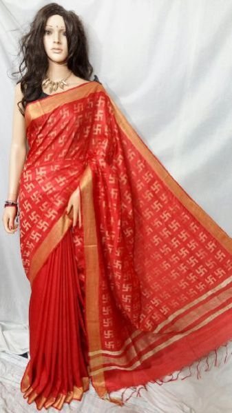 Silk Cotton Saree With Blouse 16
